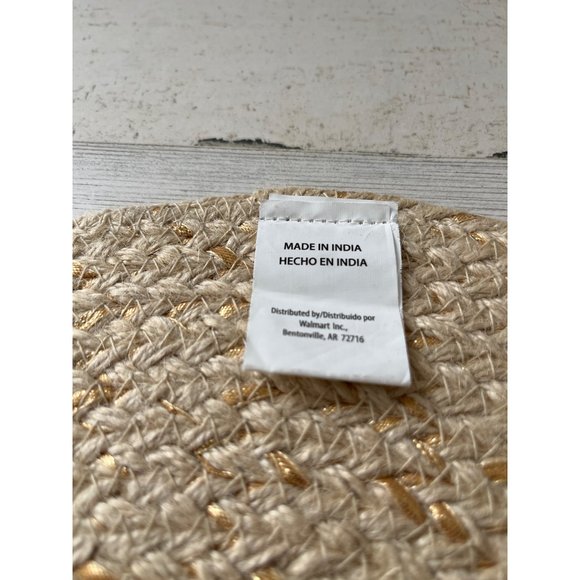 Set of two tan and gold round placemats - Picture 4 of 5